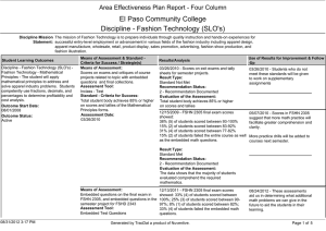 El Paso Community College Discipline - Fashion Technology (SLO's)