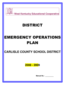 DISTRICT EMERGENCY OPERATIONS PLAN CARLISLE COUNTY SCHOOL DISTRICT