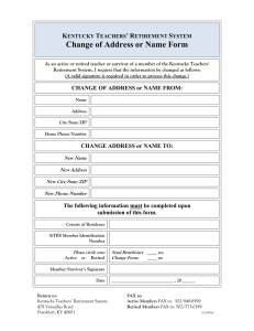 Change of Address or Name Form ’ K T