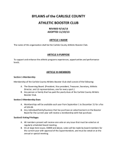 BYLAWS of the CARLISLE COUNTY ATHLETIC BOOSTER CLUB REVISED 9/14/13 ADOPTED 11/19/13