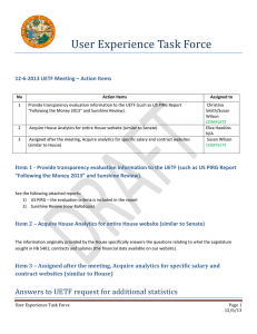 User	Experience	Task	Force 12‐6‐2013 UETF Meeting – Action Items 