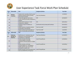 User Experience Task Force Work Plan Schedule