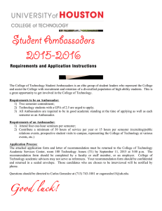 Student Ambassadors 2015-2016  Requirements and Application Instructions