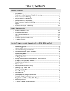 Table of Contents Advising Overview