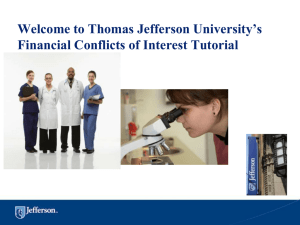 Welcome to Thomas Jefferson University’s Financial Conflicts of Interest Tutorial