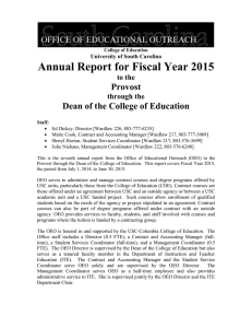 Annual Report for Fiscal Year 2015 Provost to the