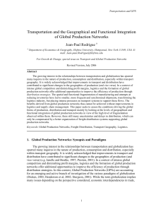 Transportation and the Geographical and Functional Integration of Global Production Networks