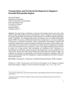 Transportation and Territorial Development in Singapore Extended Metropolitan Region