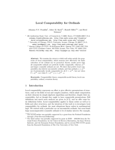 Local Computability for Ordinals Johanna N.Y. Franklin , Asher M. Kach