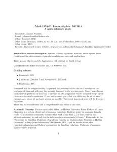 Math 135A-01, Linear Algebra: Fall 2014 A quick reference guide