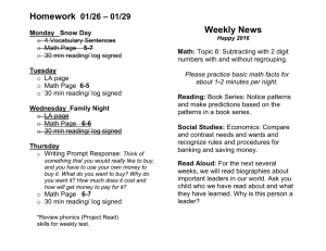 Homework Weekly News – 01/29 01/26