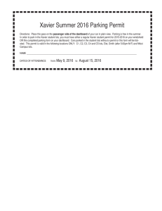 Xavier Summer 2016 Parking Permit