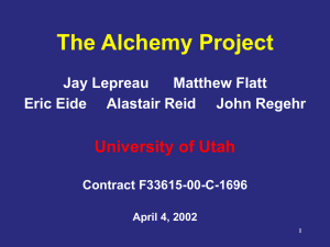 The Alchemy Project University of Utah