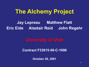 The Alchemy Project University of Utah