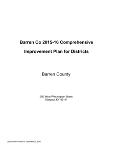 Barren Co 2015-16 Comprehensive Improvement Plan for Districts Barren County