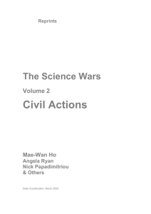 Civil Actions The Science Wars Volume 2 Mae-Wan Ho
