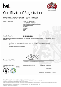 Certificate of Registration QUALITY MANAGEMENT SYSTEM - ISO/TS 16949:2009