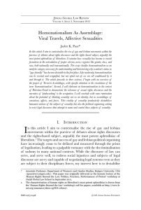 Homonationalism As Assemblage: Viral Travels, Affective Sexualities