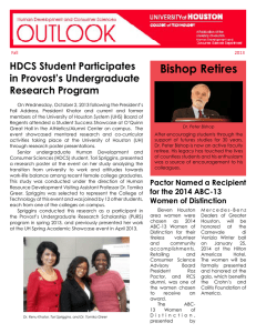 Bishop Retires HDCS Student Participates in Provost’s Undergraduate Research Program