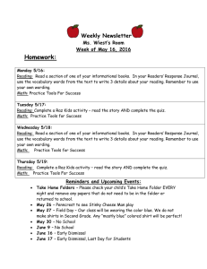 Homework: Weekly Newsletter Ms. Wiest’s Room