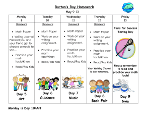 Barton’s Bay Homework May 9-13