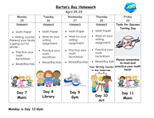 Barton’s Bay Homework April 25-29