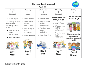 Barton’s Bay Homework April 4-8