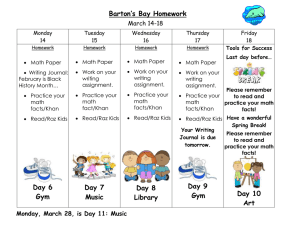 Barton’s Bay Homework March 14-18