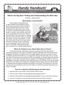 Handy Handouts What Makes a Good Reader?