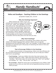 Handy Handouts Hellos and Goodbyes – Teaching Children to Use Greetings