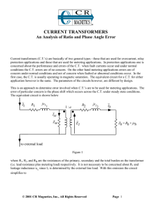 CURRENT TRANSFORMERS An Analysis of Ratio and Phase Angle Error