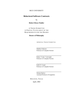 Behavioral Software Contracts RICE UNIVERSITY by A T