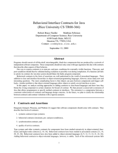 Behavioral Interface Contracts for Java (Rice University CS TR00-366)