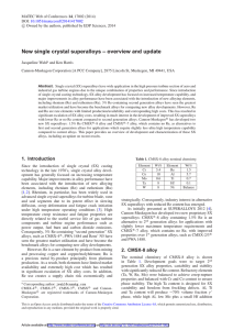 New single crystal superalloys – overview and update