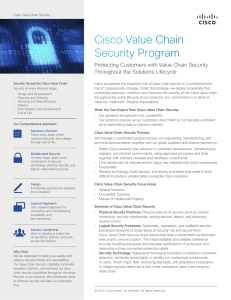 Cisco Value Chain Security Program Protecting Customers with Value Chain Security