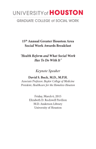 Keynote Speaker 15 Annual Greater Houston Area Social Work Awards Breakfast