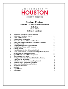 Student Centers Table of Contents Facilities Use Policies and Procedures