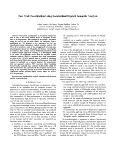 Fast Text Classification Using Randomized Explicit Semantic Analysis