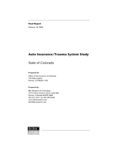 State of Colorado Auto Insurance/Trauma System Study Final Report