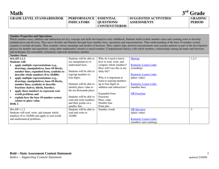 Math 3 Grade rd