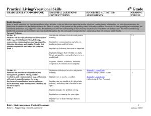 Practical Living/Vocational Skills 4 Grade