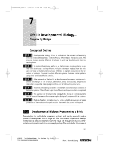 7 Life II: Developmental Biology— Complex by Design Conceptual Outline