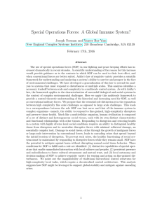 Special Operations Forces: A Global Immune System? Yaneer Bar-Yam February 17th, 2016