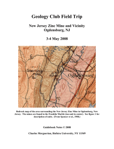 Geology Club Field Trip  New Jersey Zinc Mine and Vicinity Ogdensburg, NJ