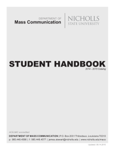 STUDENT HANDBOOK Mass Communication  department