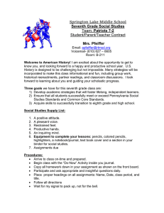 Springton Lake Middle School Patriots 7-2 Student/Parent/Teacher Contract