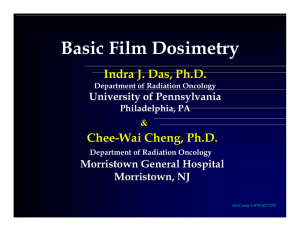 Basic Film Dosimetry Indra J. Das, Ph .D.