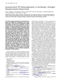 Assessment Of Heterogeneity in Antibody Antigen - Displacement Reactions