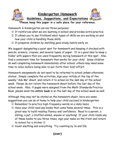Kindergarten Homework Guidelines, Suggestions, and Expectations