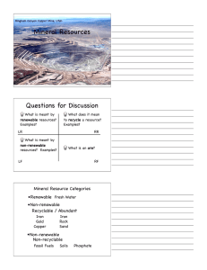 Mineral Resources Questions for Discussion